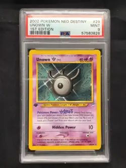Pokemon Cards: 1st Edition Neo Destiny Rare: Unown W 29/105: PSA 9 - Image 1