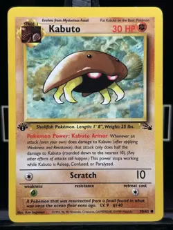 1st Edition Kabuto - Fossil - #50/62 - Vintage Pokemon Card 1999 WOTC LP - Image 3
