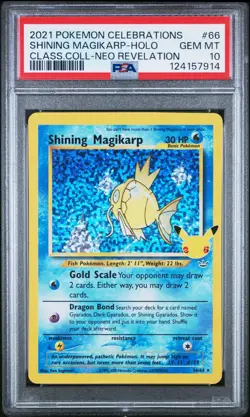 PSA 10 Shining Magikarp Celebrations 66/64 GEM MINT Graded Pokemon Card - Image 1