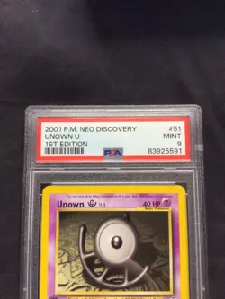 Pokemon Cards: 1st Edition Neo Destiny Uncommon: Unown U 51/105: PSA 9 - Image 3