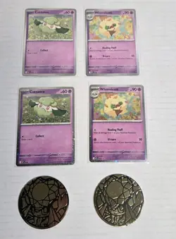 2x Cottonee MEP 018 & 2x Whimsicott MEP 019 Pokemon Phantasmal Flames Promos - Image 1