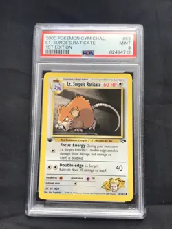 Pokemon: Gym Challenge 1st Edition Uncommon: Lt. Surge's Raticate 53/132 PSA 9 - Image 1