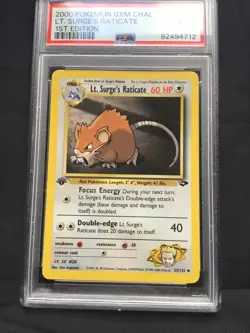 Pokemon: Gym Challenge 1st Edition Uncommon: Lt. Surge's Raticate 53/132 PSA 9 - Image 2