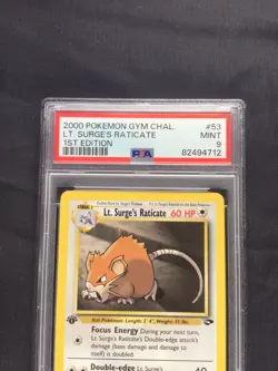 Pokemon: Gym Challenge 1st Edition Uncommon: Lt. Surge's Raticate 53/132 PSA 9 - Image 3