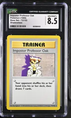 Imposter Professor Oak Pokemon 1999 Base Set 73/102 Shadowless CGC 8.5 NM/MINT+ - Image 1