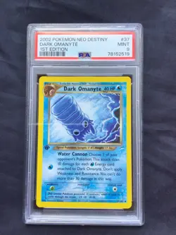 Pokemon Cards: 1st Edition Neo Destiny Uncommon: Dark Omanyte 37/105: PSA 9 - Image 1