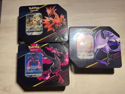 Pokemon TCG: Crown Zenith Tin Set of 3 - Galarian Articuno Zapdos Moltres SEALED - Image 1