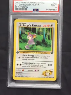 Pokemon: Gym Challenge 1st Edition Common: Lt. Surge's Rattata 85/132 PSA 9 - Image 2