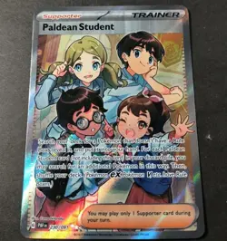 Pokemon Paldean Fates Paldean Student Full Art Holo Trainer Card 230/091 NM - Image 1