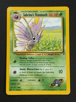 Sabrina's Venomoth 34/132 REGULAR Pokemon Card WOTC Gym Heroes Non Holo Rare - Image 1