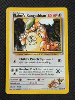 Blaine's Kangaskhan 36/132 REGULAR Pokemon Card WOTC Gym Heroes Uncommon - Image 1