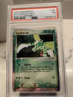 2003 Pokemon EX Scyther Holo Ruby & Sapphire 102/109 PSA 7 NM Vintage - Image 1