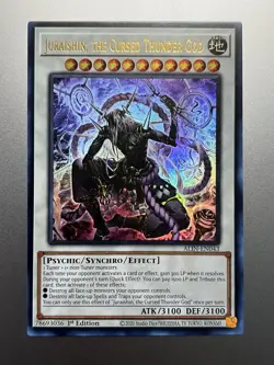 Yugioh - Juraishin, The Cursed Thunder God Ultra Rare ALIN-EN043, NM, 1st Ed - Image 1