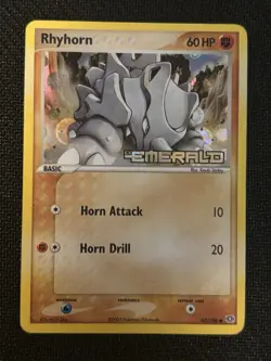 Rhyhorn 62/106-Reverse Holo Rare-Pokemon TCG: Ex Emerald STAMPED Pokemon Card-LP - Image 1