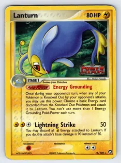 Lanturn 15/108 EX Power Keepers Pokemon Card Reverse Holo Rare Stamped - Mp/Hp - Image 1