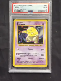 Pokemon Cards: Base Set Shadowless Common: Drowzee 49/102 PSA 9 - Image 2
