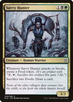 1x Savvy Hunter *FOIL* - NM - Throne of Eldraine - SPARROW MAGIC - Image 1