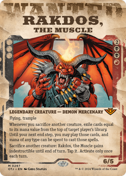 x1 Rakdos, the Muscle OTJ MTG 297 MYTHIC SHOWCASE WANTED M/NM 1x - Image 1