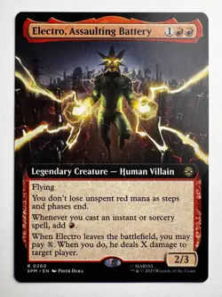 Electro, Assaulting Battery #260 - MTG Spider-Man - Extended Art Rare 2/3 Flying - Image 1