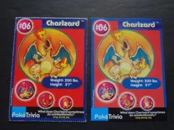 1999 Poketrivia Pokemon Charizard & Non-Perforated Lot 06 1 Burger King *Crease* - Image 1