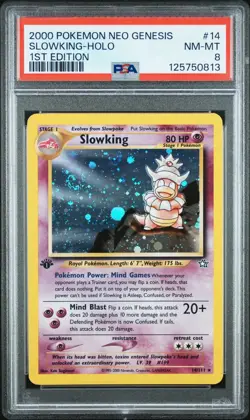 2000 POKEMON NEO GENESIS 1ST EDITION #14/111 SLOWKING HOLO PSA 8 - Image 1