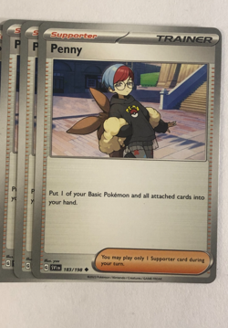 Pokemon TCG Scarlet & Violet 3x Playset Penny 183/198 Near Mint - Image 1