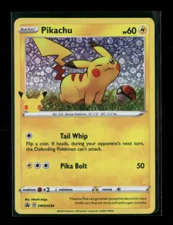 Pokemon TCG Pikachu SWSH039 Sword & Shield Holo Black Star Promo Card e16 - Image 1