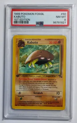 Kabuto 50/62 1st Edition Fossil PSA 8 Pokemon - Image 1