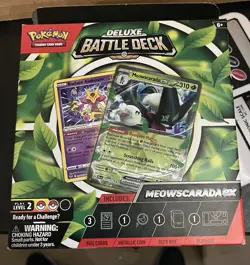 Pokemon TCG Meowscarada EX Deluxe Battle Deck - 60 Cards, Coin, Playmat, Box - Image 1