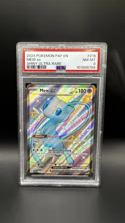 Mew EX 216/091 Paldean Fates Shiny Ultra Rare 2024 Pokemon Card PSA 8 - Image 1
