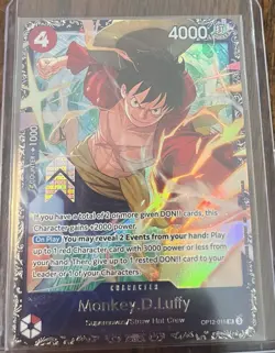 Monkey D Luffy OP12-015 Treasure Cup TOP 64 Prize One Piece Card English NM - Image 1