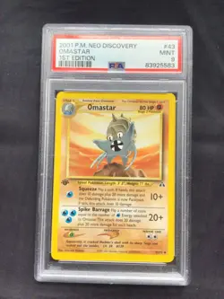 Pokemon Cards: 1st Edition Neo Discovery Uncommon: Omastar 43/75: PSA 9 - Image 1