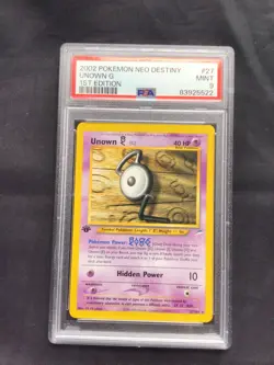 Pokemon Cards: 1st Edition Neo Destiny Rare : Unown G 27/105: PSA 9 - Image 1