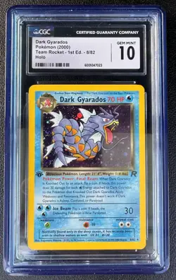 CGC 10 GEM MINT Dark Gyarados Team Rocket 1st Edition 8/82 Holo Pokemon Card - Image 1