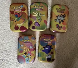 Pokemon 151 Mini Tin Set of 5 WITH Energy Coins & Art Cards - NO PACKS - Image 1