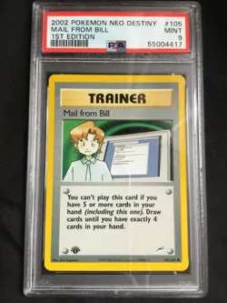 Pokemon Cards: 1st Edition Neo Destiny Common: Mail From Bill 105/105: PSA 9 - Image 1
