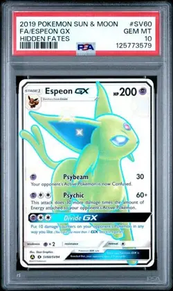 Pokemon Hidden Fates Full Art Shiny Espeon GX Card SV60/SV94 Graded PSA 10 - Image 1