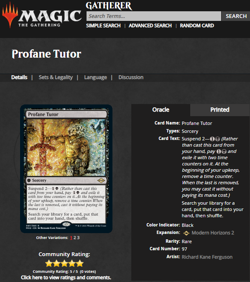 2021 MTG Magic the Gathering Modern Horizons 2 MH2 Retro Foil #97 Profane Tutor - Image 3