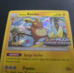 Pokemon PRERELEASE STAFF RAICHU SM72 | LP Light Play | Crimson Invasion | 2017 - Image 2