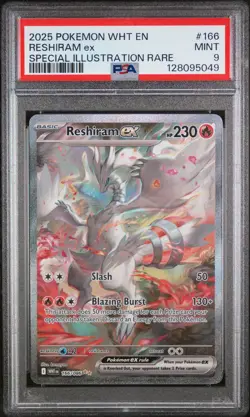 2025 Pokemon WHT EN-White Flare Reshiram EX #166 Special Illustration Rare PSA 9 - Image 1