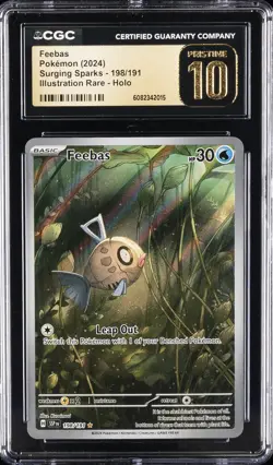 2024 POKEMON SURGING SPARKS ILLUSTRATION RARE #198 FEEBAS CGC 10 PERFECT - Image 1