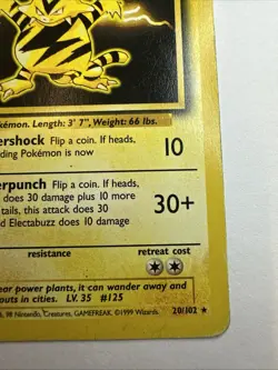 Pokemon TCG - ELECTABUZZ - 20/102 - RARE - UNLIMITED - BASE SET (1999) WOTC - LP - Image 5