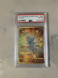 2021 Pokemon Celebrations Shiny Gold Mew #025 PSA 8 NM-MT - Image 1
