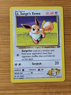 Pokemon TCG Lt. Surge's Eevee 51/132 Unlimited Gym Challenge 2000 LP WOTC. - Image 1