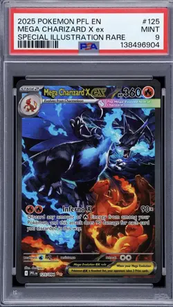 PSA 9 Pokemon Mega Charizard X EX Special illustration 125/94 Phantasmal Flames - Image 1