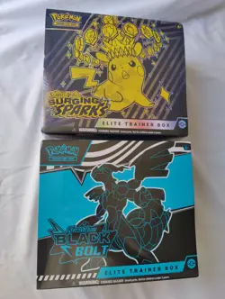 Lot Of 2 Pokemon TCG Elite Trainer Boxes; Surging Sparks And Black Bolt. Sealed - Image 1
