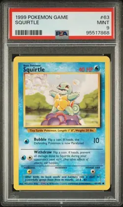 Pokemon Base Set Unlimited Squirtle 63/102 PSA 9 - Image 1