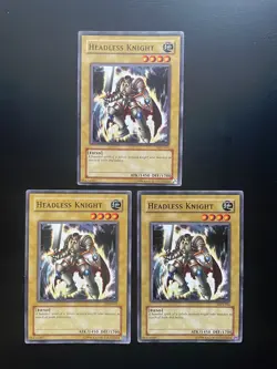 Yugioh Headless Knight LON-054 Common Unlimited Edition LP/MP X3 - Image 1