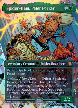 Spider-Ham, Peter Porker (0201) (Borderless) - Foil - MTG Cards Shop - Image 1