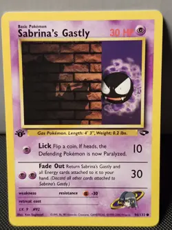 Pokemon Card - Sabrina's Gastly 1st EDITION! Gym Challenge 96/132 Common - Image 1